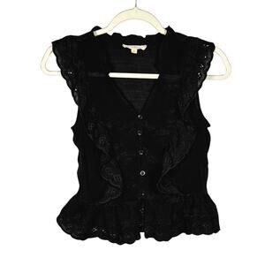 Rebellion Vintage Black Lace Ruffle Blouse